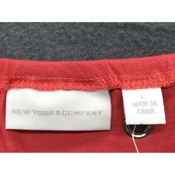 New York & Company Shirt Large Pink Grommet Boat Neck Neckline NWT - Picture 4 of 13